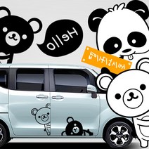 [카르쉐] 레이 튜닝 랩핑 차꾸미기 스티커, 좌측-18x30cm(소), 헬로쿠마(라인타입)-화이트