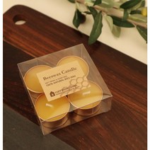 천연 밀랍 티라이트 캔들 세트 ( 4 set ), 골드 알루미늄