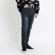 NOB 남자 5cm 히든 밴딩 세미 디스트로이드 청바지