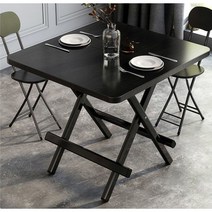 접이식 테이블 식사 피크닉 테이블 대여실 사각 좌석 절약 테이블 휴대용 노점 테이블, 블랙, 테이블(70*70*74cm)+의자2개