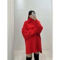 (4컬러)와와 와이드 롱 골지 폴라 원피스 니트