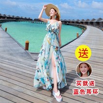 라오농 비치 스커트 여 바캉스 보헤미안 쉬폰 브이넥 슬립 비치 원피스 롱 스커트 여름 +25d05LL