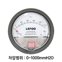 LEFOO LFB 차압계 차압게이지, 0 ~ 1000mmH2O