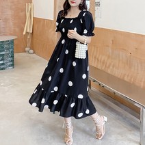 세인트이브 966 빅사이즈 도트무늬 신축성 좋은 롱원피스