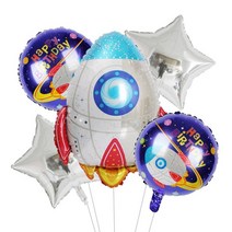 태양계 모형 모빌 행성 세트대기권 파티 우주 비행사 로켓 우주선 풍선 호일 은하계 테마, 5개 세트-4