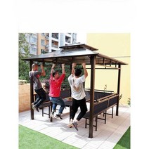 조립식 정자 야외 파고라 야외 옥상 오두막 원두막, 3x3m 단일 파빌리온 (기둥 8cm)