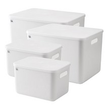 락앤락 선반정리 수납함 2+2세트 플라스틱 리빙박스 팬트리/옷장보관 기숙사필수품 장난감/레고/기저귀/멀티 바구니 노하우 방법 추천, 1세트, 아이보리(5L*2+18L*2)