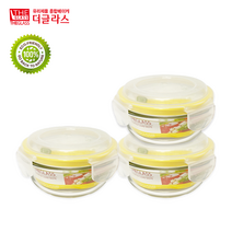 더글라스 원형 유리 밀폐용기 375ml 3종 세트 / 피오니 세이브팩