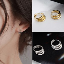 투비큐디 S925실버 트리플링 원터치 귀걸이