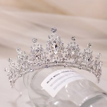 티아라큐빅 웨딩 왕관 브라이덜샤워 공주 왕관머리띠, 1-티아라01, 1개