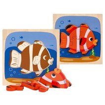 물고기 그림맞추기 쉬운 아기 나무퍼즐 IQ퍼즐 아기퍼즐 아기교구 소근육교구 유아교구 추천
