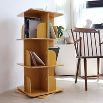 파스텔우드 원목 회전책장 낮은 3단 4단