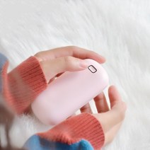 휴대용 미니 조약돌 무선 USB 충전식손난로 겸 보조배터리, 핑크, WT-12