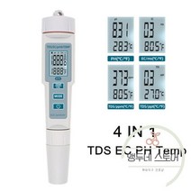 잔류 염소 측정기 수질 전문 4 인 1 TDS PH EC 온도 테스터 테스트 모니터 펜 산성 기반 측정 도구, 02. TDS EC PH 온도