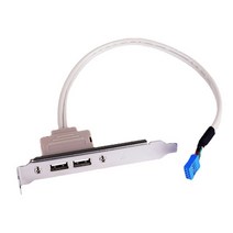 2포트 USB 2.0 암 후면 패널-마더 보드 9 핀 헤더 커넥터 PCI 슬롯 플레이트 브래킷이있는 케이블 어댑터 30cm, 한개옵션0
