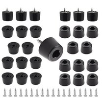 Auvotuis 24Pcs Round Rubber Feet with Stainless Screws Black Chair Bumpers Pads for Cutting Board