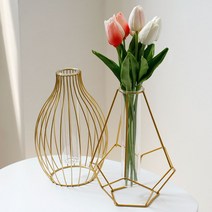 골드 프레임 철제화병 CN 인테리어 장식 꽃병 화병, A 스탠드 화병, 기하