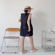 셀러허브 패션 여자 여름 브이넥 지지미 롱 원피스