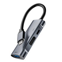 USB C HUB Type-C 도킹 스테이션 3 in 1 4K @ 60Hz DisplayPort PD 60W USB 2.0, 회색, 하나