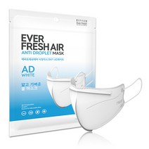KFAD 대형 에버프레쉬 에어 비말 마스크 얇고 가벼운 여름용 새부리형, 50매 화이트, 1개