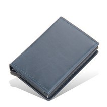 카드단말기 리더기 남성용 RFID 차단 금속 마그네틱 버클 가죽 지갑 신용 카드 홀더 및 여성용 머니 클립, 06 blue