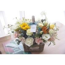 [화성 꽃배달]노랑톤 생일꽃바구니 꽃다발 당일꽃배달 향남 봉담 팔탄 양감 투썸플레이스 케익, 우정읍 남양읍 정남면