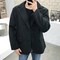 용된다 남자 원버튼 모직 루즈핏 블레이져 자켓