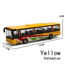 장난감 자동차 모델 다이캐스트 플라스틱 풀백 버스 관성 시티 투어 ABS 선물, [05] yellow 1pcs no box