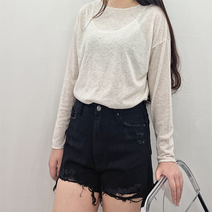 청순 여성용 데일리 헤짐 청 반바지 2컬러 화이트 블랙