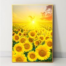 화색갤러리 풍수그림 아침햇살 가로 세로 해바라기 그림 액자 프리미엄 캔버스천으로 인화, 올리브골드A2(42cmx60cm)