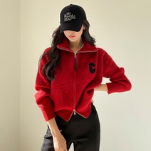C패치 하이넥 투웨이 니트집업