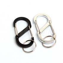 8자형 카라비너 알루미늄 66 30mm 키링포함 열쇠고리, 실버