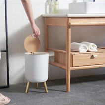 인테리어휴지통 7L 원터치 디자인휴지통 원목 우드 카페 욕실 주방 스탠드 원형휴지통 이쁜휴지통 예쁜쓰레기통