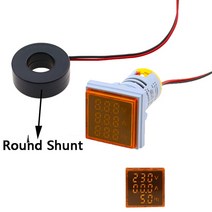 3 in 1 AC 60 500V 디지털 전압계 전류계 Hz 헤르츠 주파수 측정기 전류 전압 표시기 테스터 Amp 신호등 LED 22mm, [08] Yellow