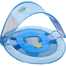 Swimways 햇빛 캐노피 공기 주입식 용 스프링 튜브 924개월 영아용 인어 디자인, Blue Sea Monster