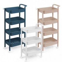 바퀴달린 틈새 수납장 간식 팬트리 트롤리 선반 대피공간 오픈 수납 정리 3단 4단 진열대, 화이트