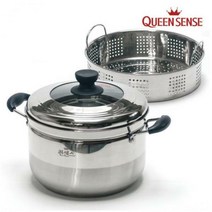 퀸센스 인덕션 스팀쿠커 찜기 다용도 스텐 고구마 만두 떡 찜요리 찜냄비, 24cm