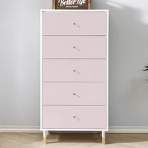 픽시 3단 5단 와이드 체스트 속깊은 옷 안방 서랍장 세트 파스텔 핑크 화이트 블루 민트 600 800 엔틱 화장대 대형 거실 서랍, 픽시 5단 600 서랍장