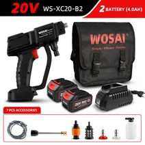 wosai 20v electric car washer gun 무선 고압 청소기 foam multi-function 노즐 protable car wash garden spray, 협력사, 20v ws-xc20-b2