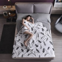 휴대용 호텔 침낭 여행용 숙박 초경량 침대 라이너 시트 이불 침대커버, F 80x210cm, J 화이트 레더