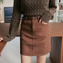 여성 베이직 심플 슬림핏 울 골덴 코듀로이 미니 스커트
