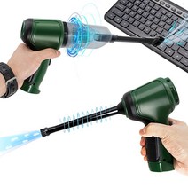 압축 에어 더스터 키보드 클리너 3-in-1 컴퓨터 진공 청소기 전기 캔 에어 캔 키트 PC 책상 전자 먼지 청소용 무선 미니 송풍기 충전식, Green and Black