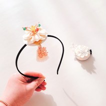 BEEU 비유 색동 구슬꽃 머리띠 & 머리핀 세트 한복 장신구 2개 1SET