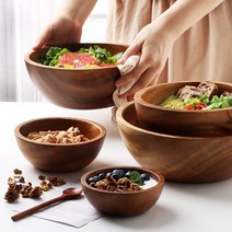 아카시아 나무 그릇 우드볼 샐러드볼 시리얼 요거트 디저트 볼 식기 공기 밥그릇 대접 국그릇, 02-아카시아 나무 우드볼 2호
