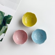 도자기 종지 귀여운 플라워 소스볼, 1개, 국화꽃 타원종지 / 파랑