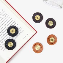 니뜨 원형 가죽 사시꼬미 뜨개실무료도안증정 사시꼬미 자석단추 잠금장식 가죽부자재 잠금가죽 가방부자재 뜨개가방부자재, 브라운