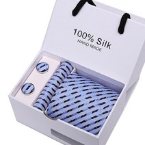 실크 넥타이+헹거치프+커프스버튼+선물상자