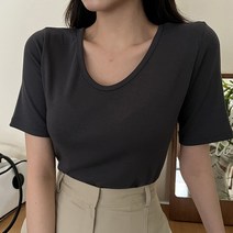 쉐얼유 여성용 센스만점 투웨이 양브이넥 베이직 반팔 티셔츠