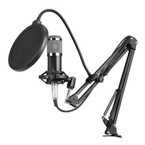 ammoon BM800 전문 콘덴서 마이크 팟 캐스트 라이브 방송 장비 USB 마이크로폰 세트 스튜디오 레코딩 및 방송을위한 음악 녹음, Silver