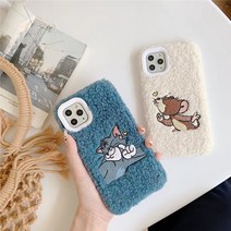 러브엘 뽀글이 퍼 톰과 제리 아이폰 겨울용 케이스, 톰(블루), 아이폰Xsmax
